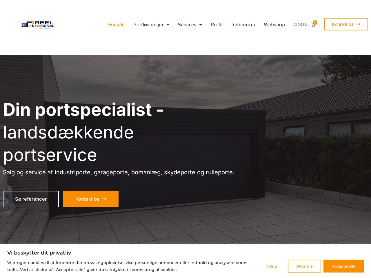 Forsiden på REEL PORTSERVICEs hjemmeside
