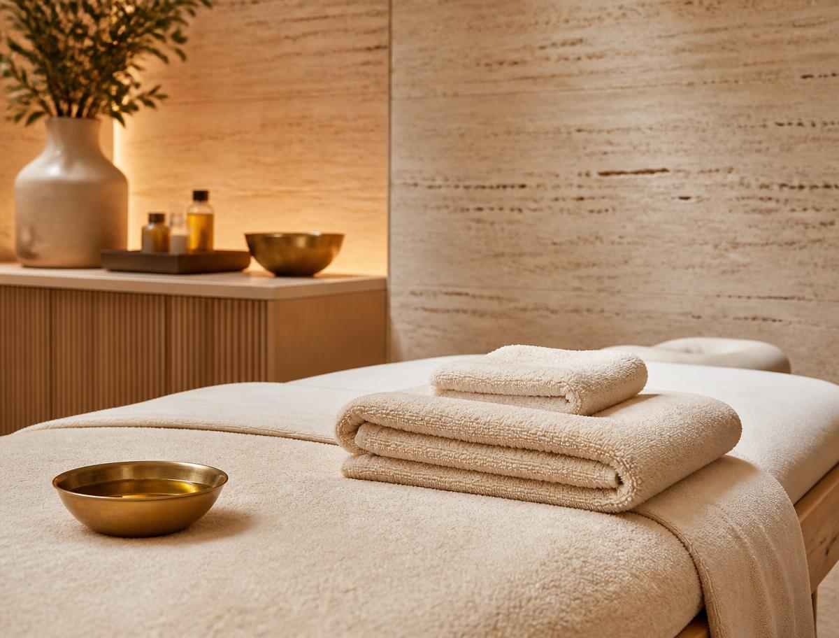 Massør giver klassisk massage af skuldre og øvre ryg i rolige omgivelser